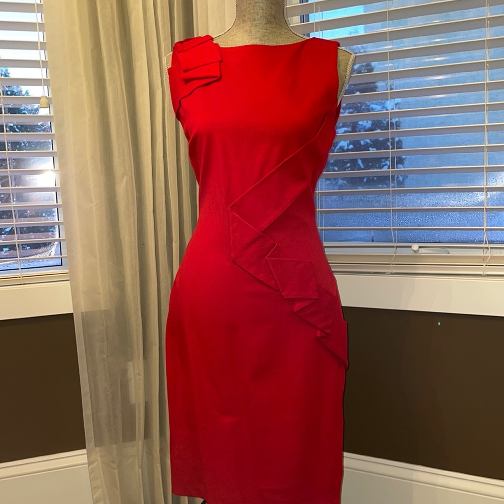 Caché size 10 Red. Sleeveless mid length dress.
